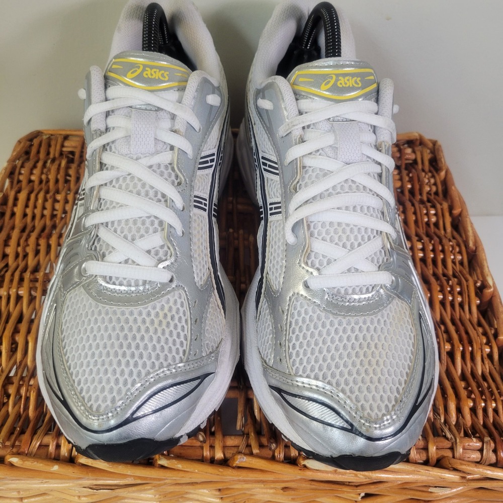 Asics Gel-Kayano 14 White Pure Silver Yellow Running Shoes 1203A537 Mens Size 9 - Picture 2 of 7
